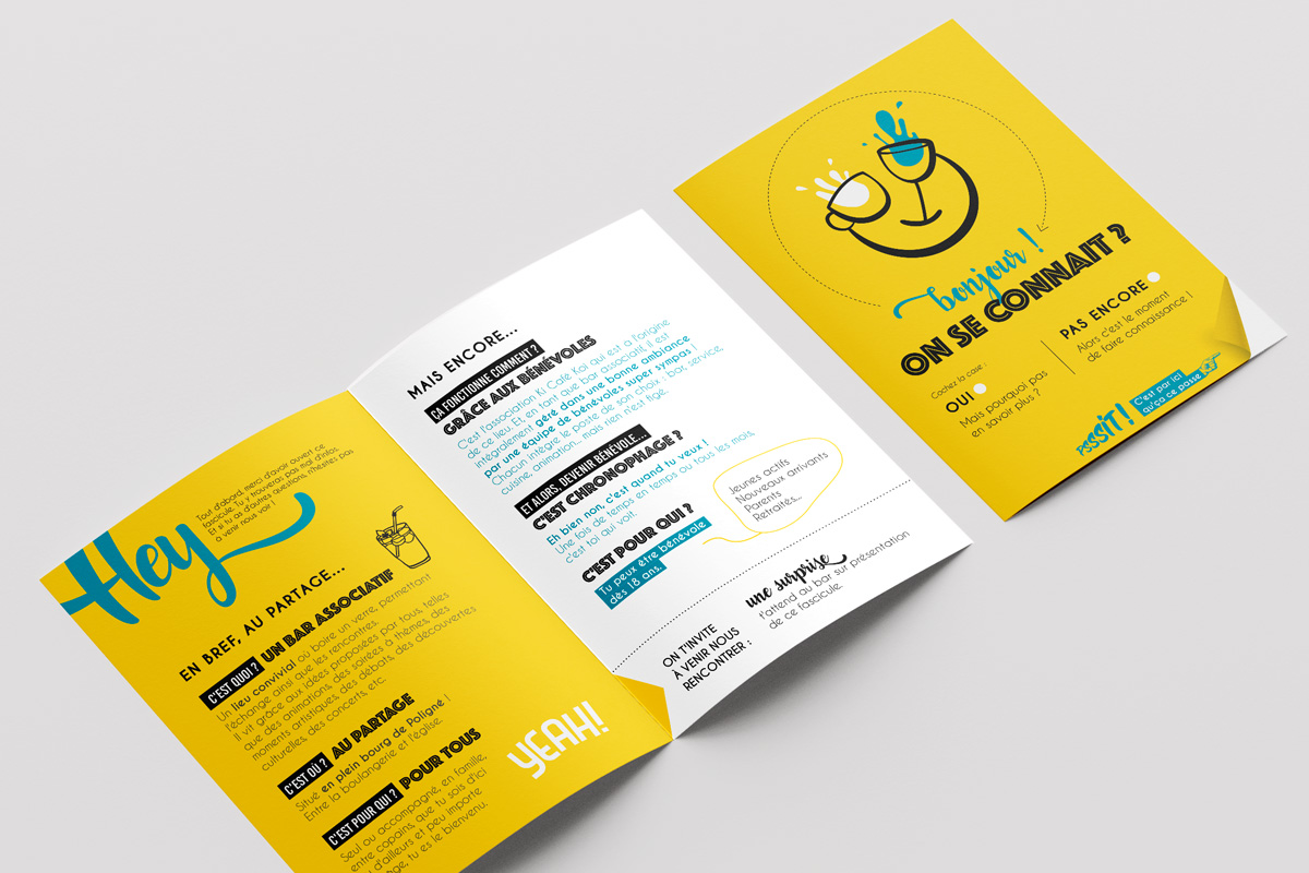 AU-PARTAGE-flyer Présentation des cartes boissons et petite restauration du bar au format A5
